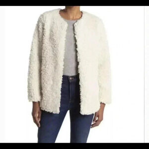 Band of Gypsies Ivory Faux Shearling Teddy Jacket | Boho Chic Oversized Coat | L